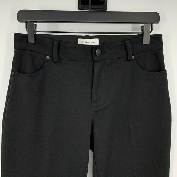 Calvin Klein Pants Womens Size 2 Black Ponte Knit Flare Mid Rise Stretch - Picture 2 of 8